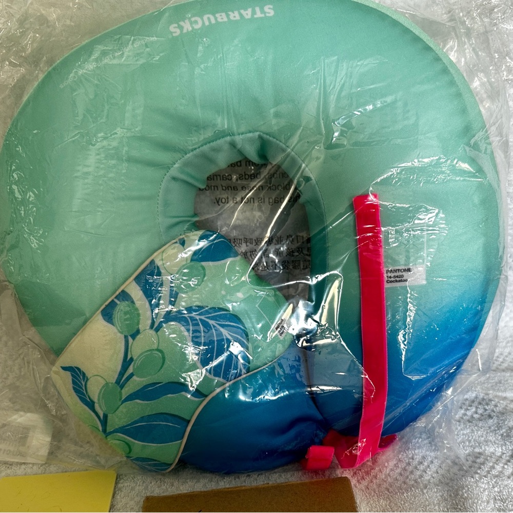 Starbucks neck pillow and eye mask